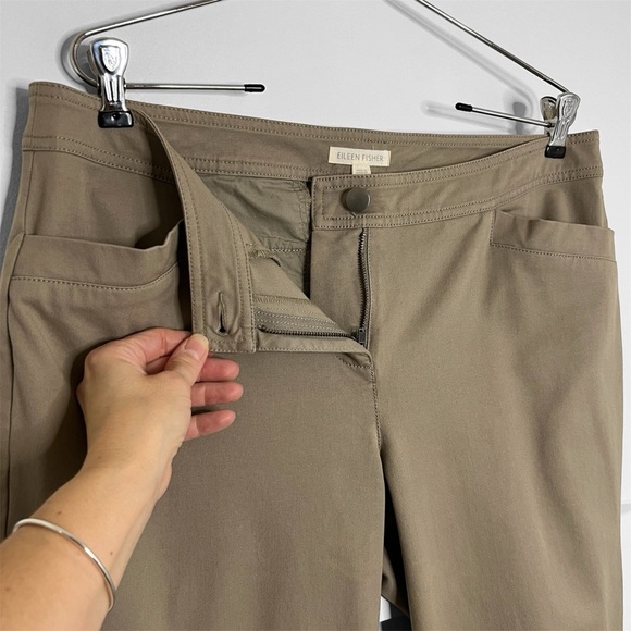 Eileen Fisher Organic Cotton Slim Ankle Pant in Stone - Picture 4 of 9